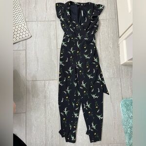 Ann Taylor Black Floral Jumpsuit